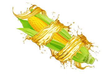 Corn Surrounded by oil, cooking oil golden