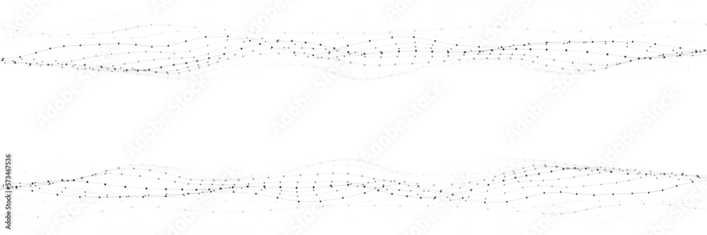 Fototapete Double dynamic wave with connected dots and lines on a white background. Digital wave background concept. Abstract technology background. Big data visualization. 3D rendering.