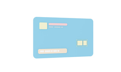 blue credit card minimal on white background business finances concept. cartoon style Credit card minimal. payment and banking concept. banking finance transaction Payment online 3d rendering. png