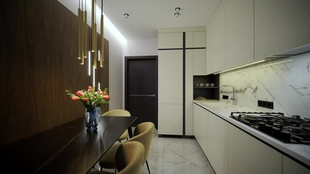 Modern stylish interior of apartment. Home interior design. New apartment renovation