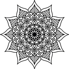 Mandala Coloring book page design. Simple coloring design for beginners, seniors and children. Mehndi flower pattern for Henna drawing and tattoo. Decoration in ethnic oriental, Indian sty