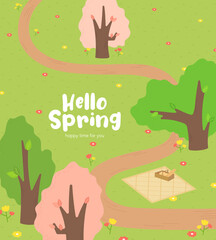 Hello Spring,
a garden illustration full of flowers