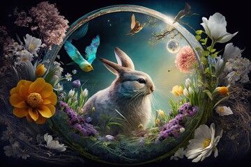 Spring Equinox background, march september season generative ai - obrazy, fototapety, plakaty