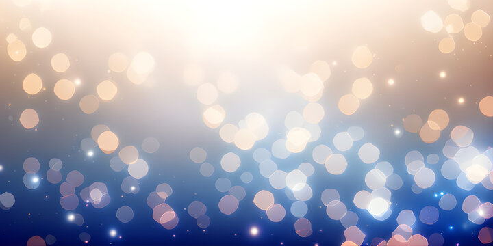blue and gold color blur bokeh background, copy space for text, illustration, Generative, AI