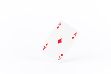 playing poker cards, ace on white background