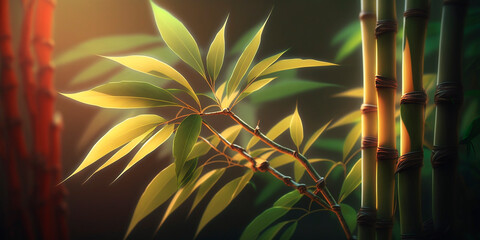 Illustration of Bamboo in Sunlight Spa Relax AI generated content