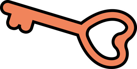 Love key 70s groovy vector