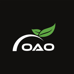 OAO letter nature logo design on black background. OAO creative initials letter leaf logo concept. OAO letter design.