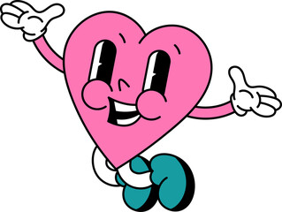 Comic heart 70s groovy vector