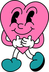 Comic heart 70s groovy vector