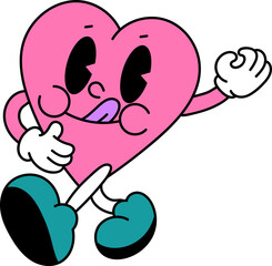 Comic heart 70s groovy vector