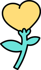 Heart flower 70s groovy vector