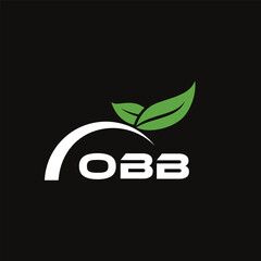 OBB letter nature logo design on black background. OBB creative initials letter leaf logo concept. OBB letter design.