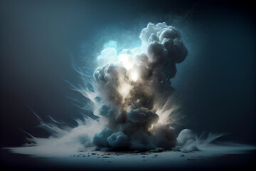 light blue flames and smoke