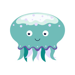 jellyfish cartoon character isolated on white background
