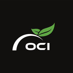 OCI letter nature logo design on black background. OCI creative initials letter leaf logo concept. OCI letter design.