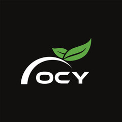 OCY letter nature logo design on black background. OCY creative initials letter leaf logo concept. OCY letter design.
