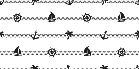 boat part Anchor seamless pattern vector helm wave pirate maritime Nautical sea ocean gift wrapping paper tile background repeat wallpaper illustration design scarf isolated