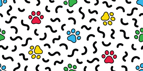 dog paw seamless pattern doodle footprint vector french bulldog cartoon gift wrapping paper tile background repeat wallpaper scarf isolated illustration design