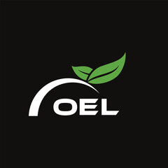 Fototapeta premium OEL letter nature logo design on black background. OEL creative initials letter leaf logo concept. OEL letter design.