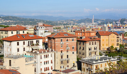 Naklejka na ściany i meble Aerial view of La Spezia city, Italy
