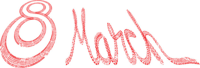 Greeting cards with line.International women's day . 8 march . Handwritten lettering typography
