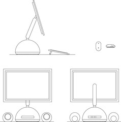 Electronic device work equipment silhouette vector sketch illustration