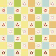 Easter background in a cell with flowers