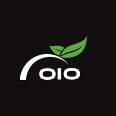 OIO letter nature logo design on black background. OIO creative initials letter leaf logo concept. OIO letter design.