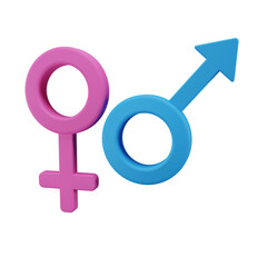 male and female symbol 3D Illustration
