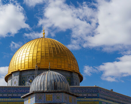 The Dome of the rock, Al-Aqsa Mosque, Jerusalem old city, Palestine,close up
