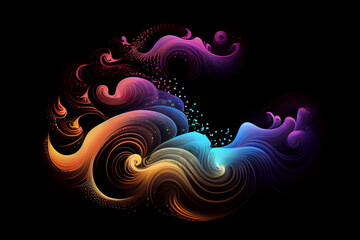 Psychic Waves  on black  background. Generative AI