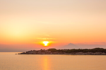 Fototapeta premium Silhouette of Holy Mount Athos, Greece