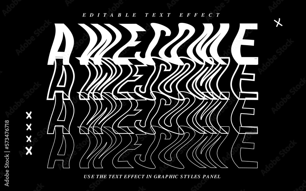 Fototapete flat retro awesome editable text effect template