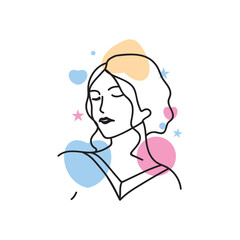 beautiful woman abstract line illustration ornament design with vector elements