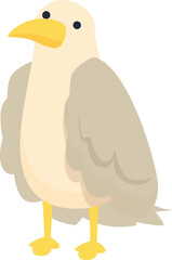 Cute funny icon cartoon vector. Sea bird. Fly beach