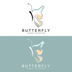 Fototapeta premium Butterfly Logo Design, Beautiful Flying Animal, Company Brand Icon Illustration, Screen Printing, Salon