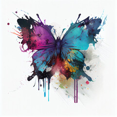 Watercolor butterfly splash background. Generative AI