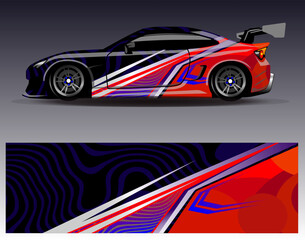 Car wrap design vector. Graphic abstract stripe racing background kit designs for wrap vehicle  race car  rally  adventure and livery