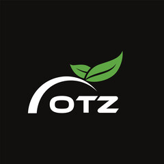 OTZ letter nature logo design on black background. OTZ creative initials letter leaf logo concept. OTZ letter design.
