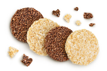 coconut and amaranth cookies with carob isolated on white background with full depth of field. Healthy food.