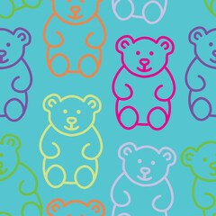 Colorful bear seamless pattern blue

