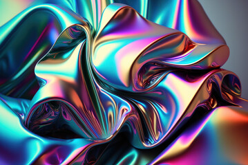 Obraz na płótnie Canvas 3d render, abstract iridescent background design, colorful rainbow graphic illustration. Generative ai.