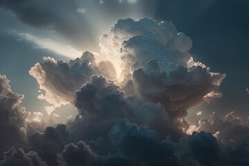 Stormy art sky with dramatic clouds from an approaching thunderstorm at sunset.Generated AI