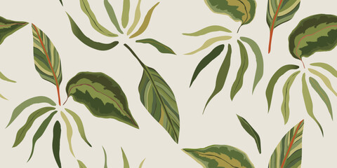 Abstract exotic botanical print. Hand drawn collage contemporary seamless pattern. 