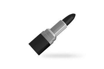 Closed and opened black lipsticks mockup isolated on white background.3d rendering.
