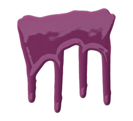 Dark purple with pigment flowing down. Isolated on transparent background.