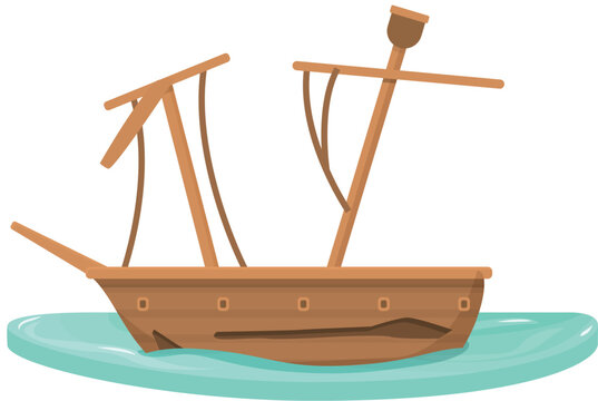 Ocean shipwreck icon cartoon vector. Old ship. Pirate boat