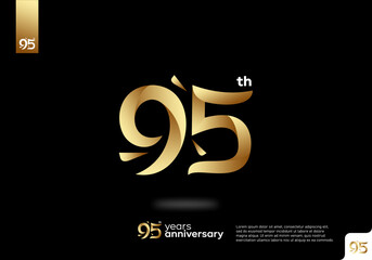 Number 95 gold logo icon design, 95th birthday logo number, 95th anniversary. - obrazy, fototapety, plakaty