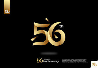 Number 56 gold logo icon design, 56th birthday logo number, 56th anniversary.
